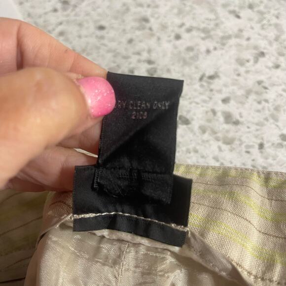 Rafaella size 12 linen pants fully lined women's trousers khaki cream stripe - Picture 7 of 16